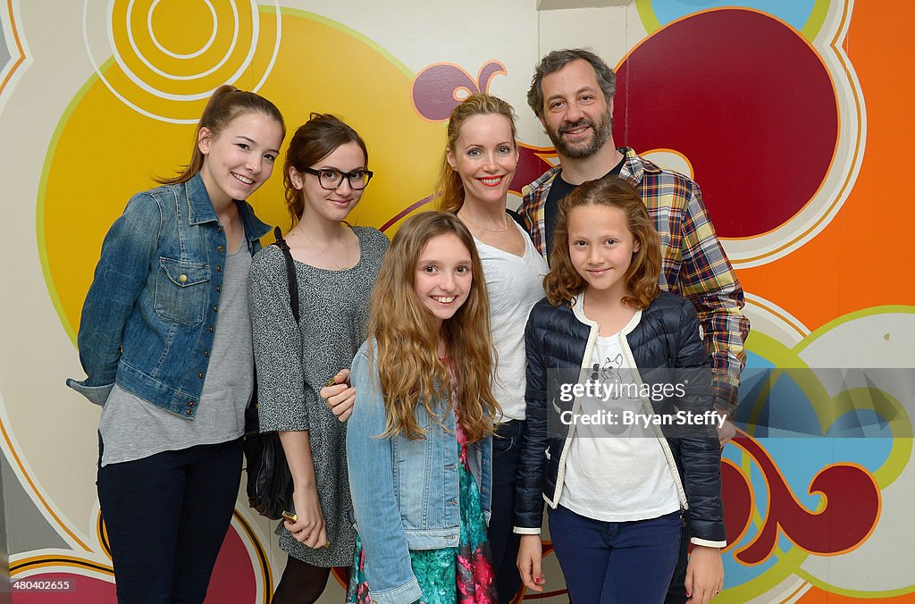 Actress Leslie Mann Celebrates Her Birthday In Las Vegas With Her Husband Producer/Writer Judd Apatow And Her Family By Seeing "The Beatles LOVE" By Cirque du Soleil At The Mirage Hotel & Casino