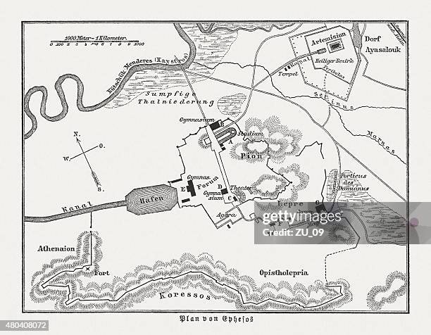 Plan Of Ephesus Published In 1880 High-Res Vector Graphic