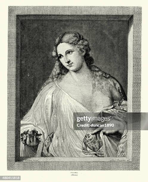 flora by titian - tiziano vecellio stock illustrations