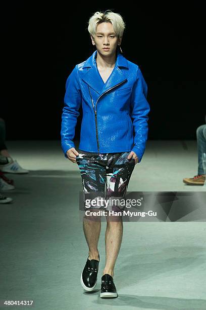 Key of South Korean boy band SHINee showcases designs on the runway during the JARRET show as part of Seoul Fashion Week F/W 2014 on March 25, 2014...