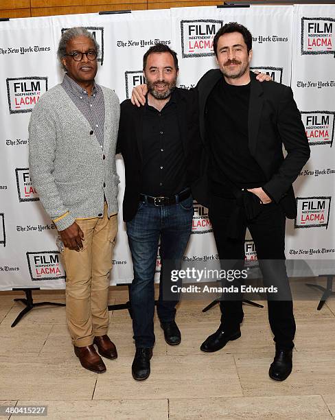 Film Independent at LACMA film curator Elvis Mitchell, director Richard Shepard and actor Demian Bichir attend the Film Independent at LACMA...