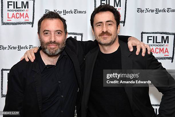 Writer/director Richard Shepard and actor Demian Bichir attend the Film Independent at LACMA Screening and Q&A of "Dom Hemingway" at the Bing Theatre...