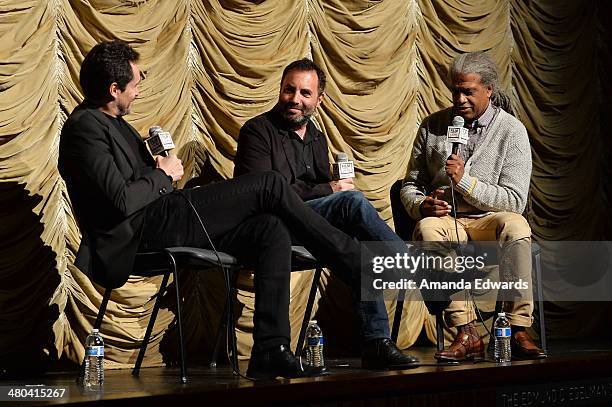 Actor Demian Bichir, director Richard Shepard and Film Independent at LACMA film curator Elvis Mitchell attend the Film Independent at LACMA...