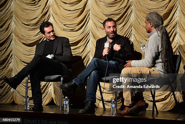 Actor Demian Bichir, director Richard Shepard and Film Independent at LACMA film curator Elvis Mitchell attend the Film Independent at LACMA...