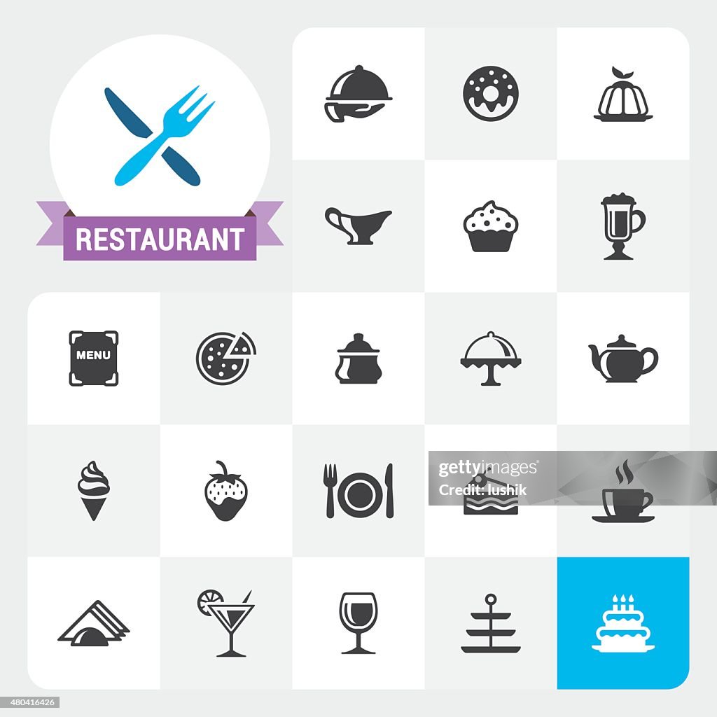 Restaurant base vector icons and label