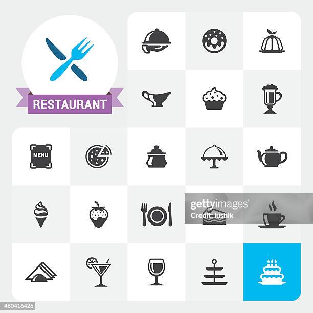 Restaurant Base Vector Icons And Label High-Res Vector Graphic