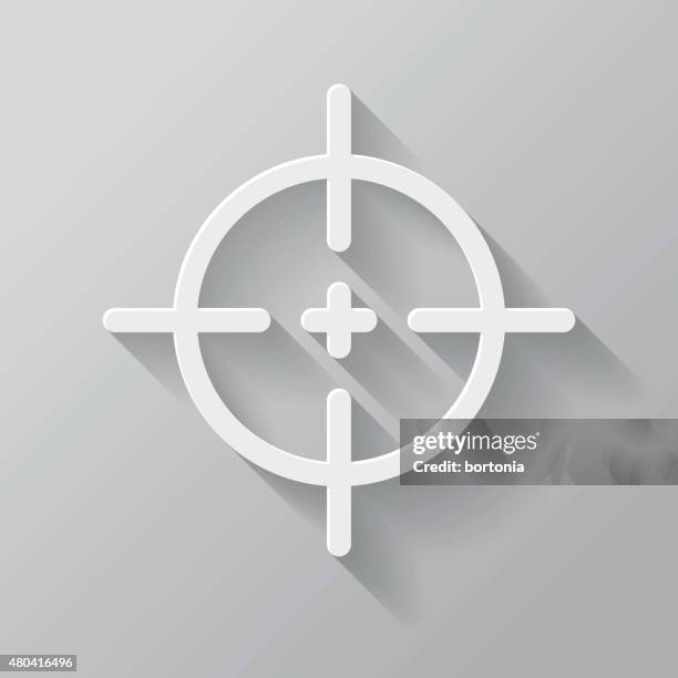 crosshairs paper thin line interface icon with long shadow - scope target vector stock illustrations