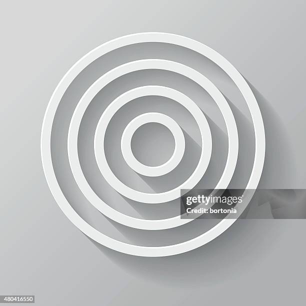 target papier dünne linie-icon mit langen schatten interface - realismus stock-grafiken, -clipart, -cartoons und -symbole