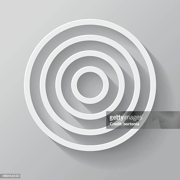 target paper thin line interface icon with long shadow - bullseye target stock illustrations