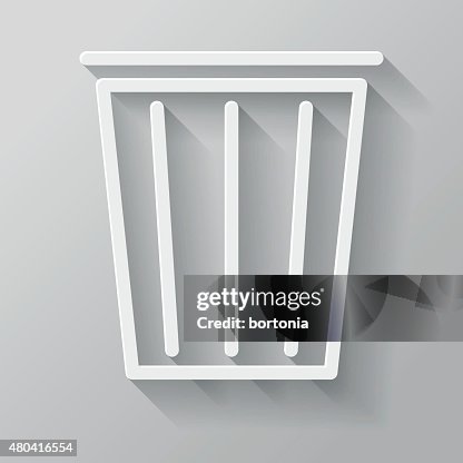 Trash Paper Thin Line Interface Icon With Long Shadow Trash Paper Thin Line Interface Icon With Long Shadow