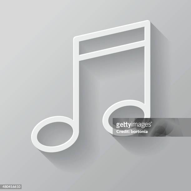 music paper thin line interface icon with long shadow - 3d music notes stock illustrations