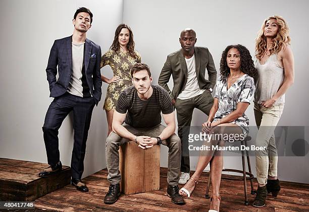 Actors George Young, Kristen Gutoskie, Chris Wood, David Gyasi, Christina Marie Moses, and Claudia Black of "Containment" pose for a portrait at the...