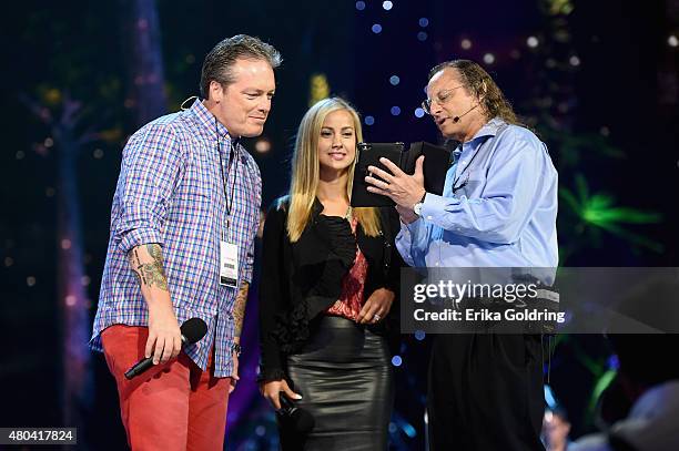 Todd Newton and Alex Wehrley rehearse onstage during the 2015 Miss USA Pageant Rehearsals at The Baton Rouge River Center on July 11, 2015 in Baton...