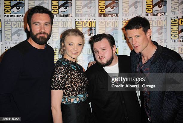 Actors Clive Standen, actress Natalie Dormer, actor John Bradley and actor Matt Smith attend the Screen Gems panel for "Patient Zero" and "Pride and...