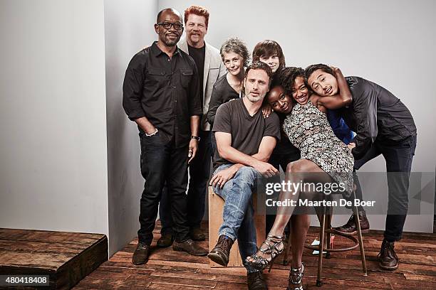 Actors Lennie James, Michael Cudlitz, Melissa McBride, Andrew Lincoln, Chandler Riggs, Danai Gurira, Sonequa Martin-Green, and Steven Yeun of "The...