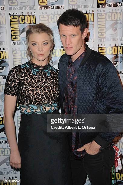 Actress Natalie Dormer and actor Matt Smith attend the Screen Gems panel for "Patient Zero" and "Pride and Prejudice and Zombies" during Comic-Con...