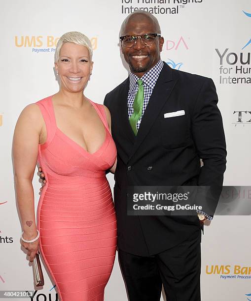 Actor Terry Crews and Rebecca Crews arrive at the Youth For Human Rights International Celebrity Benefit at Beso on March 24, 2014 in Hollywood,...