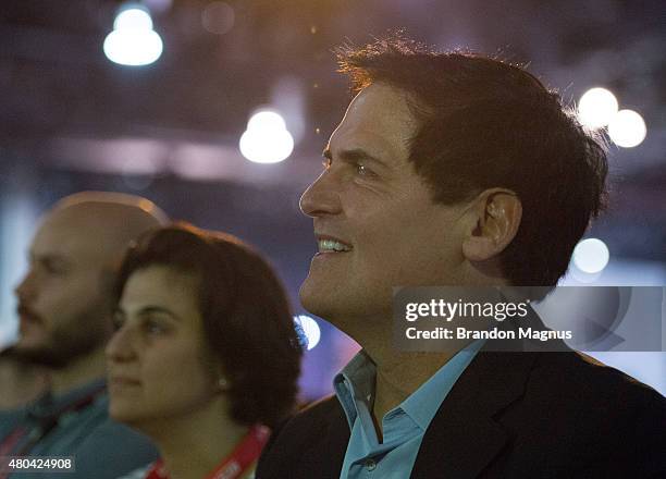 Mark Cuban watches as Bas Rutten is inducted into the UFC Hall of Fame at the UFC Fan Expo in the Sands Expo and Convention Center on July 11, 2015...