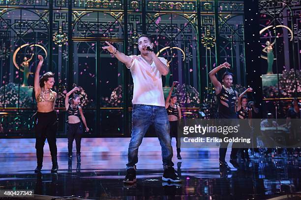SteFano rehearses onstage during the 2015 Miss USA Pageant Rehearsals only on ReelzChannel at The Baton Rouge River Center on July 11, 2015 in Baton...