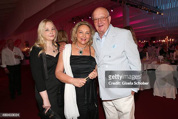 Alois Hartl and his wife Gabriele and their daughter Victoria Hartl during the Kaiser Cup 2015 golfcup and gala on July 11, 2015 in Bad Griesbach...