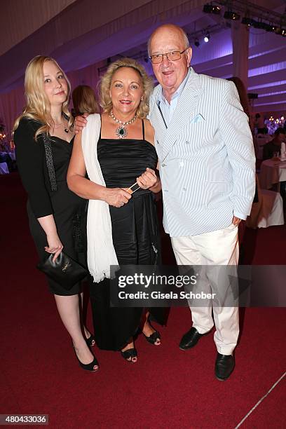 Alois Hartl and his wife Gabriele and their daughter Victoria Hartl during the Kaiser Cup 2015 golfcup and gala on July 11, 2015 in Bad Griesbach...