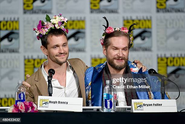 Actor Hugh Dancy and executive producer/creator Bryan Fuller speak onstage at the "Hannibal" Savor the Hunt panel during Comic-Con International 2015...