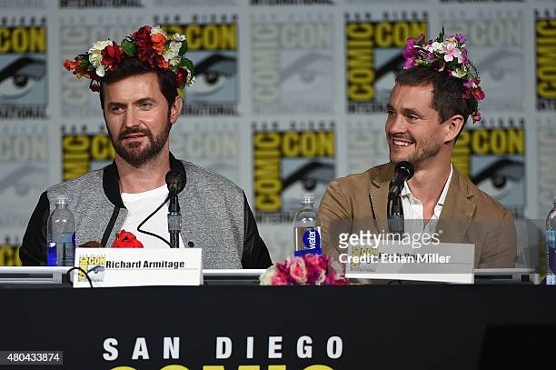 Actors Richard Armitage and Hugh Dancy speak onstage at the "Hannibal" Savor the Hunt panel during Comic-Con International 2015 at the San Diego...