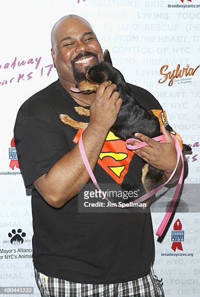 Actor James Monroe Iglehart attends the Broadway Barks 17 at Shubert Alley on July 11, 2015 in New York City.