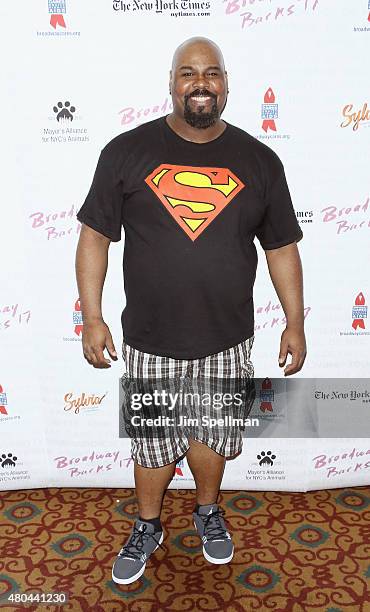 Actor James Monroe Iglehart attends the Broadway Barks 17 at Shubert Alley on July 11, 2015 in New York City.