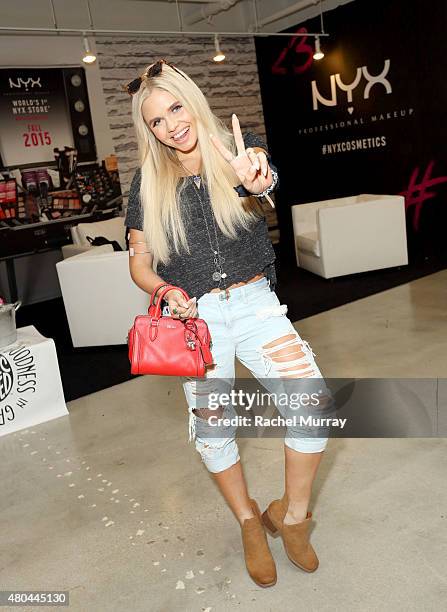 Alli Simpson attends the NYX Cosmetics VIP lounge during BeautyCon LA! at The Reef on July 11, 2015 in Los Angeles, California.