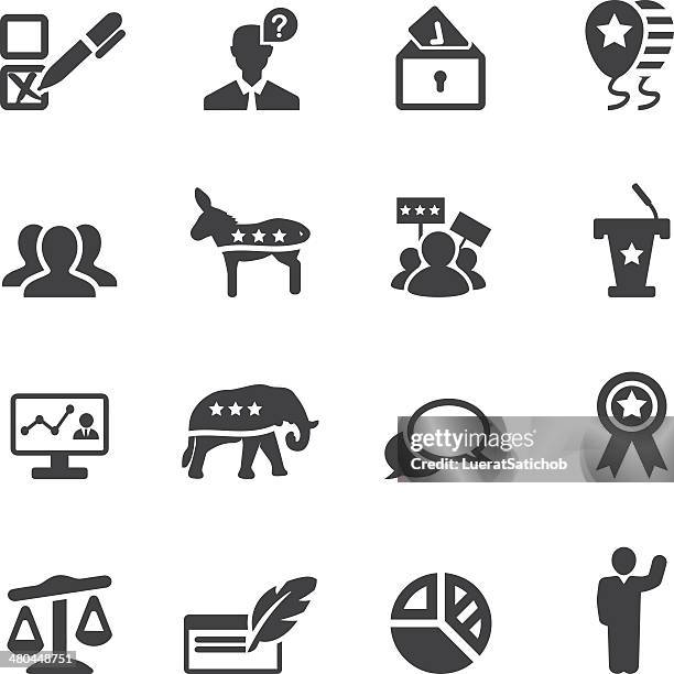 politics silhouette icons 2 - political rally stock illustrations