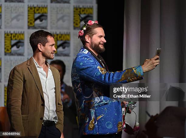 Actor Hugh Dancy and executive producer/creator Bryan Fuller appear onstage at the "Hannibal" Savor the Hunt panel during Comic-Con International...