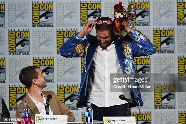 Actor Hugh Dancy and creator/executive producer Bryan Fuller attend the "Hannibal" Savor the Hunt panel during Comic-Con International 2015 at the...