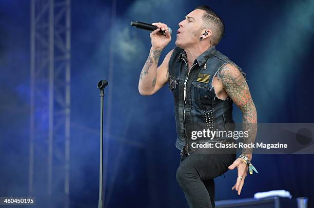 Frontman A. Jay Popoff of American pop punk group Lit performing live on the Zippo Encore Stage at Download Festival on June 16, 2013.