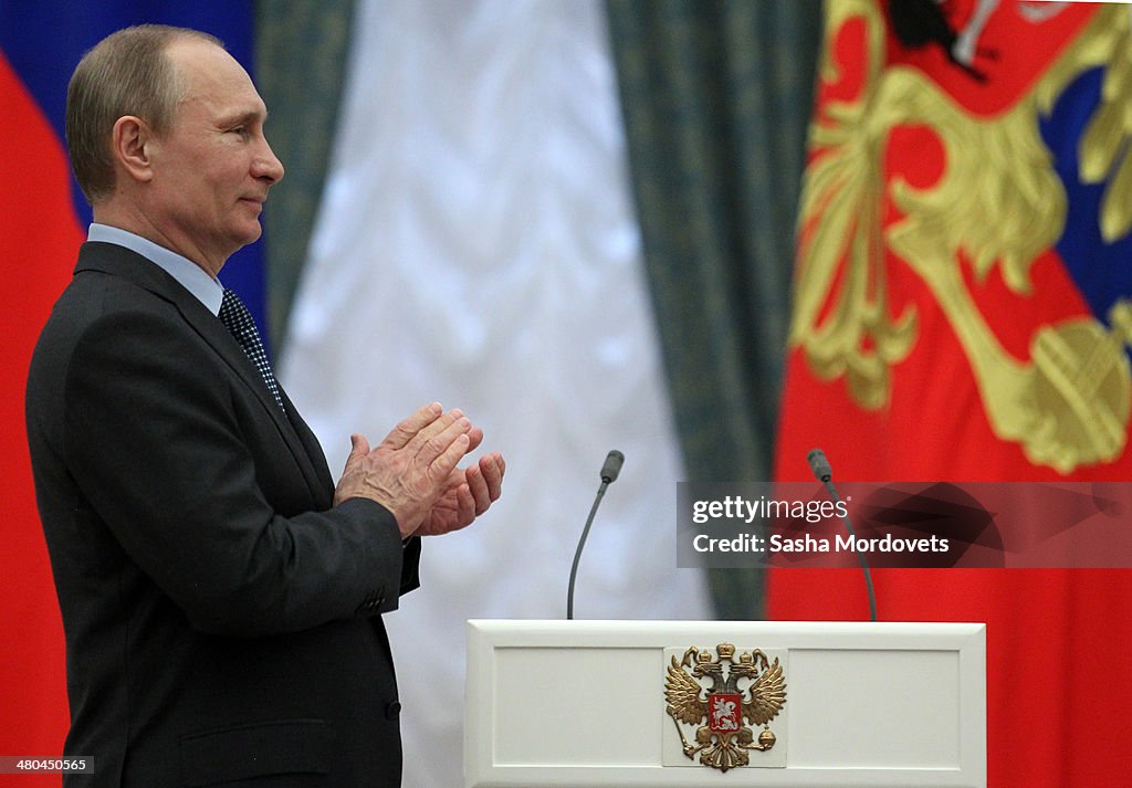 Russian President Vladimir Putin Attends An Award Ceremony At The Kremlin