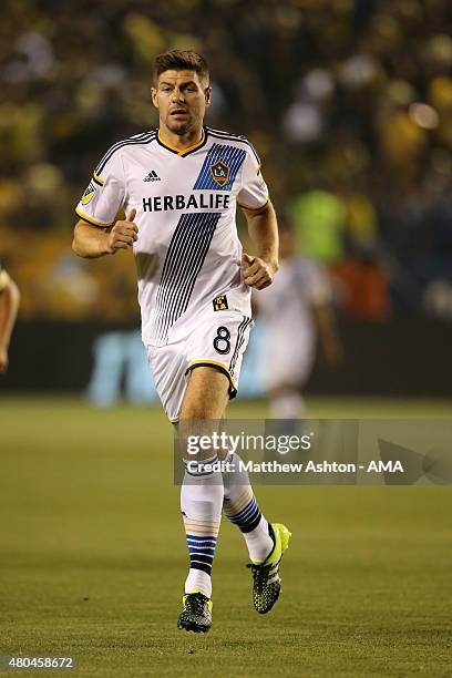 Steven Gerrard of LA Galaxy on his debut during the International Champions Cup match between Club America and LA Galaxy at StubHub Center on July...