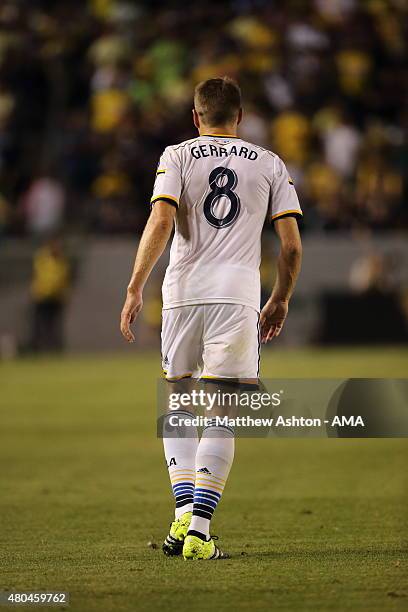 Steven Gerrard of LA Galaxy on his debut during the International Champions Cup match between Club America and LA Galaxy at StubHub Center on July...