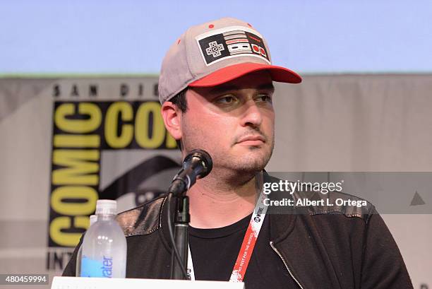 Director Josh Trank of 'Fantastic Four' speaks onstage at the 20th Century FOX panel during Comic-Con International 2015 at the San Diego Convention...