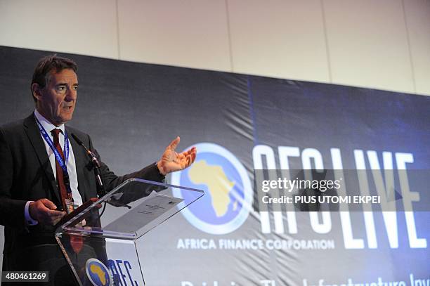 Economist Jim O'Neill speaks about Nigerian economy during the African Finance Corporation's first conference on infrastructure investment in Lagos...