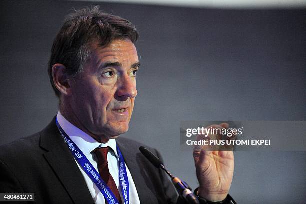 Economist Jim O'Neill speaks about Nigerian economy during the African Finance Corporation's first conference on infrastructure investment in Lagos...