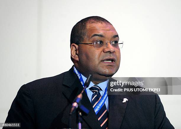 African Finance Corporation President, Andrew Alli speaks during the African Finance Corporation's first conference on infrastructure investment in...