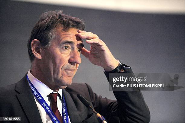 British economist Jim O'Neill speaks about Nigerian economy during the African Finance Corporation's first conference on infrastructure investment in...