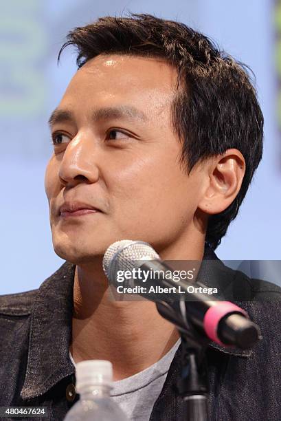 Actor Daniel Wu speaks onstage at the Legendary Pictures panel during Comic-Con International 2015 the at the San Diego Convention Center on July 11,...