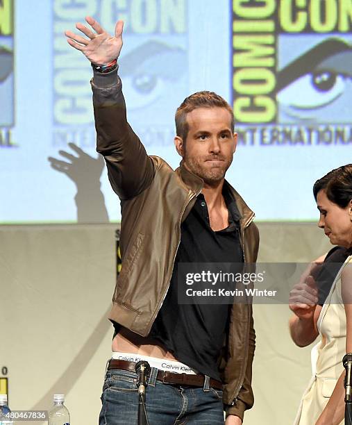 Actor Ryan Reynolds from "Deadpool" speaks onstage at the 20th Century FOX panel during Comic-Con International 2015 at the San Diego Convention...