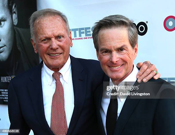 Actor Tab Hunter and life partner producer Allan Glaser attend a screening of "Tab Hunter Confidential" at the 2015 Outfest's LGBT Los Angeles Film...