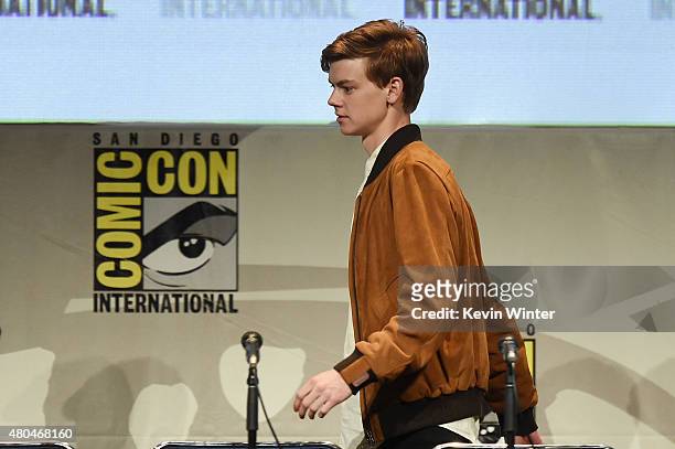 Thomas Brodie-Sangster speaks onstage at the 20th Century FOX panel during Comic-Con International 2015 at the San Diego Convention Center on July...
