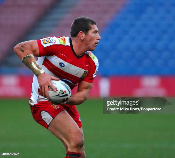 Bryan Fletcher of the Wigan Warriors during a pre-season friendly match between the Huddersfield Giants and the Wigan Warriors held at the Galpharm...