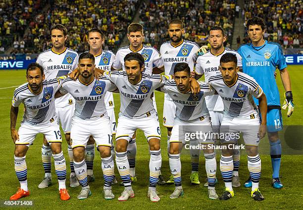 The Los Angeles Galaxy prior to the International Champions Cup 2015 match between Club America and Los Angeles Galaxy at the StubHub Center on July...