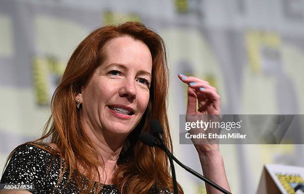 Contributing writer for TV Guide magazine Kate Hahn moderates a panel for the History series "Vikings" during Comic-Con International 2015 at the San...