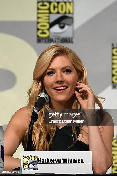 Actress Katheryn Winnick attends a panel for the History series "Vikings" during Comic-Con International 2015 at the San Diego Convention Center on...